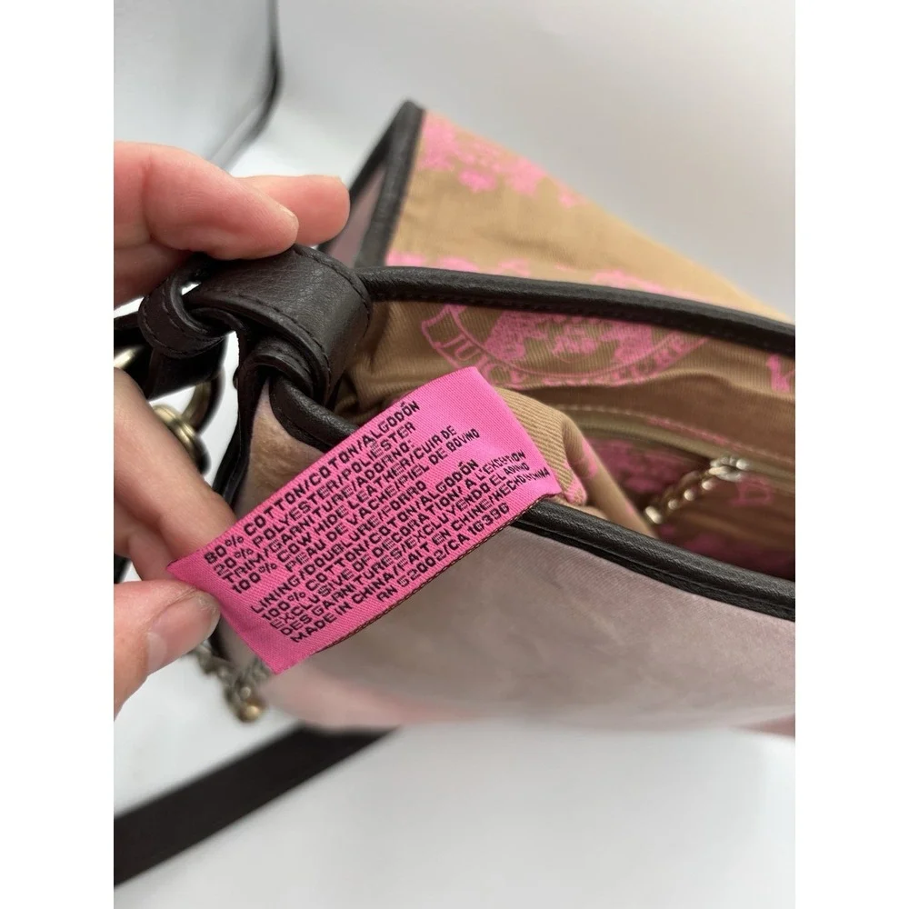 Juicy Couture Vintage Pink Messenger‎ Bag La Couture Velour Dangle Charm